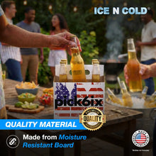Load image into Gallery viewer, 6pk Cardboard Carrier (Pick Six American Flag, 12, 24, 50, 150 count) - 12oz Bottles & Cans