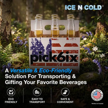 Load image into Gallery viewer, 6pk Cardboard Carrier (Pick Six American Flag, 12, 24, 50, 150 count) - 12oz Bottles & Cans