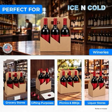 Load image into Gallery viewer, 4pk Cardboard Wine Bottle Carrier (Kraft Brown) - 750ml & 22oz Wine & Beer Bottles