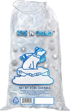 Load image into Gallery viewer, 8lb Ice Bags with Cotton String Drawstring – 37 Micron Commercial Food Grade LDPE, BPA-Free, Freezer Safe Plastic, 11" x 18", UPC Barcode & Store ID, Bolsas Hielo, Bolsas Para Hielo, Ice Cube Machine Storage Bag – Wholesale