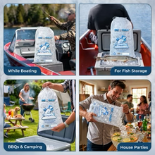 Load image into Gallery viewer, 20lb Ice Bags with Cotton String Drawstring – 50 Micron Heavy Duty Commercial Food Grade LDPE, BPA-Free, Freezer Safe Plastic, 15" x 22", UPC Barcode & Store ID, Bolsas Hielo, Bolsas Para Hielo, Ice Cube Machine Storage Bag – Wholesale