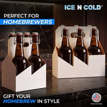 Load image into Gallery viewer, 4pk Cardboard Wine Bottle Carrier (White) - 750ml & 22oz Wine & Beer Bottles