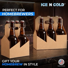 Load image into Gallery viewer, 6pk Cardboard Wine Bottle Carrier (Kraft Brown) - 750ml & 22oz Wine & Beer Bottles