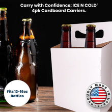 Load image into Gallery viewer, 4pk Cardboard Bottle Holder (Whitet) 12oz Bottles | Made In USA