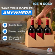 Load image into Gallery viewer, 6pk Cardboard Wine Bottle Carrier (Kraft Brown) - 750ml & 22oz Wine & Beer Bottles