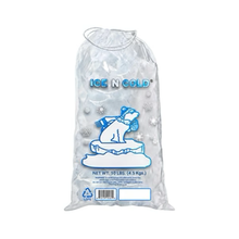 Load image into Gallery viewer, 10lb Ice Bags with Cotton String Drawstring – 41 Micron Heavy Duty Commercial Food Grade LDPE, BPA-Free, Freezer Safe Plastic, 11" x 19", UPC Barcode & Store ID, Bolsas Hielo, Bolsas Para Hielo, Ice Cube Machine Storage Bag – Wholesale
