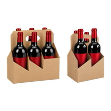 Load image into Gallery viewer, 6pk Cardboard Wine Bottle Carrier (Kraft Brown) - 750ml & 22oz Wine & Beer Bottles