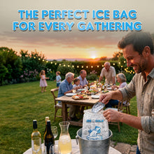 Load image into Gallery viewer, 8lb Ice Bags with Cotton String Drawstring – 37 Micron Commercial Food Grade LDPE, BPA-Free, Freezer Safe Plastic, 11" x 18", UPC Barcode & Store ID, Bolsas Hielo, Bolsas Para Hielo, Ice Cube Machine Storage Bag – Wholesale