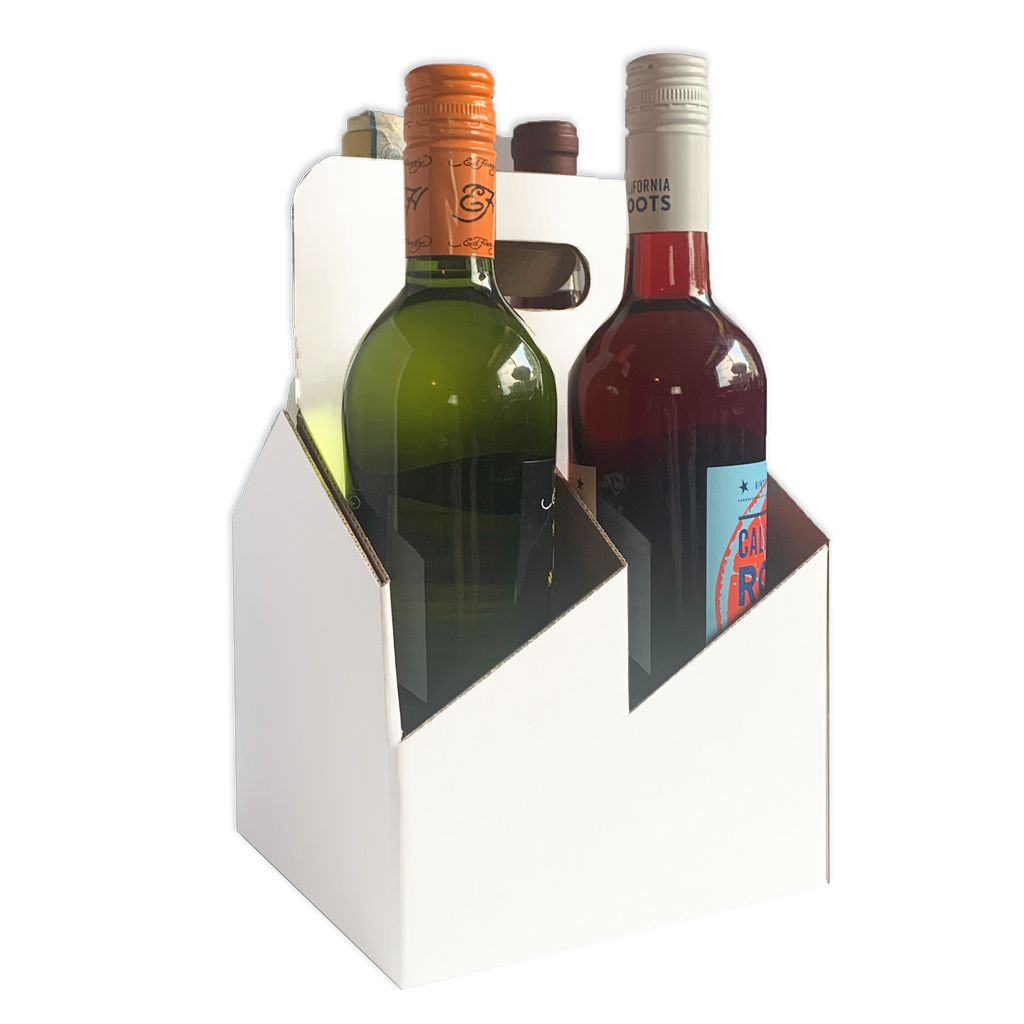  C-Store Packaging | 4-Pack Wine/Liquor Cardboard Bottle Carrier