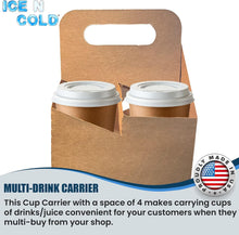 Load image into Gallery viewer, 4 Cup Carrier - Eco Friendly Heavy Duty Kraft Corrugate Paperboard Carrier
