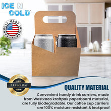 Load image into Gallery viewer, 4 Cup Carrier - Eco Friendly Heavy Duty Kraft Corrugate Paperboard Carrier
