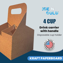 Load image into Gallery viewer, 4 Cup Carrier - Eco Friendly Heavy Duty Kraft Corrugate Paperboard Carrier
