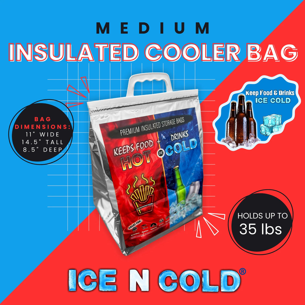 ICE N COLD® Medium Hot and Cold Insulated Bags (80 pack) - Thermal Bags Hold Up to 30 lbs - Available in Multiple Quantities