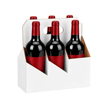Load image into Gallery viewer, 6pk Cardboard Wine Bottle Carrier (White) - 750ml &amp; 22oz Wine &amp; Beer Bottles
