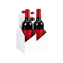 Load image into Gallery viewer, 4pk Cardboard Wine Bottle Carrier (White) - 750ml &amp; 22oz Wine &amp; Beer Bottles
