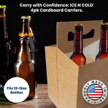 Load image into Gallery viewer, 4pk Kraft Cardboard Bottle Holder (Brown) 12oz Bottles | Made In USA
