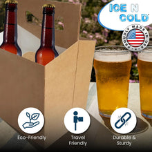Load image into Gallery viewer, 4pk Kraft Cardboard Bottle Holder (Brown) 12oz Bottles | Made In USA
