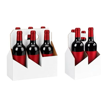 Load image into Gallery viewer, 4pk Cardboard Wine Bottle Carrier (White) - 750ml &amp; 22oz Wine &amp; Beer Bottles
