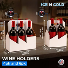 Load image into Gallery viewer, 4pk Cardboard Wine Bottle Carrier (White) - 750ml &amp; 22oz Wine &amp; Beer Bottles
