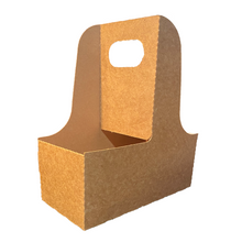 Load image into Gallery viewer, 2 Cup Carrier - Eco Friendly Heavy Duty Kraft Corrugate Paperboard Carrier
