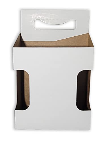 4pk Cardboard Carriers White Die-Cut | Kraft 12oz Bottle Carrier | 4 Pack