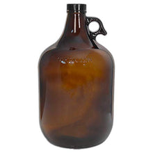 Load image into Gallery viewer, 1 Gallon (128 oz) Amber Glass Jug/Growler With 38mm Black Polyseal Lid &amp; Cap | Pack of Two
