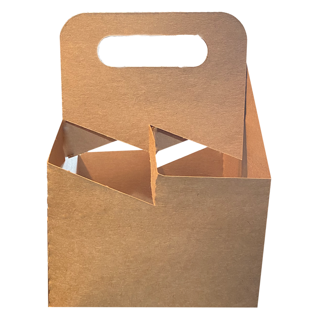 4 Cup Carrier - Eco Friendly Heavy Duty Kraft Corrugate Paperboard Carrier