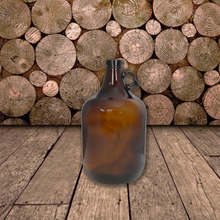 Load image into Gallery viewer, 1 Gallon (128 oz) Amber Glass Jug/Growler With 38mm Black Polyseal Lid &amp; Cap

