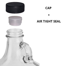 Load image into Gallery viewer, 1 Gallon (128oz) Glass Fermenting Jug with Handle, Black Polyseal Lid &amp; Cap - Air tight seal
