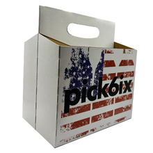 Load image into Gallery viewer, C-Store Packaging | American Flag Pick 6 Cardboard Bottle Carrier
