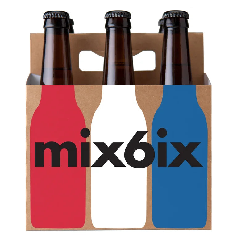 6pk Cardboard Carrier | Mix6ix Red, White & Blue Bottles Cardboard 12oz Bottle Carrier